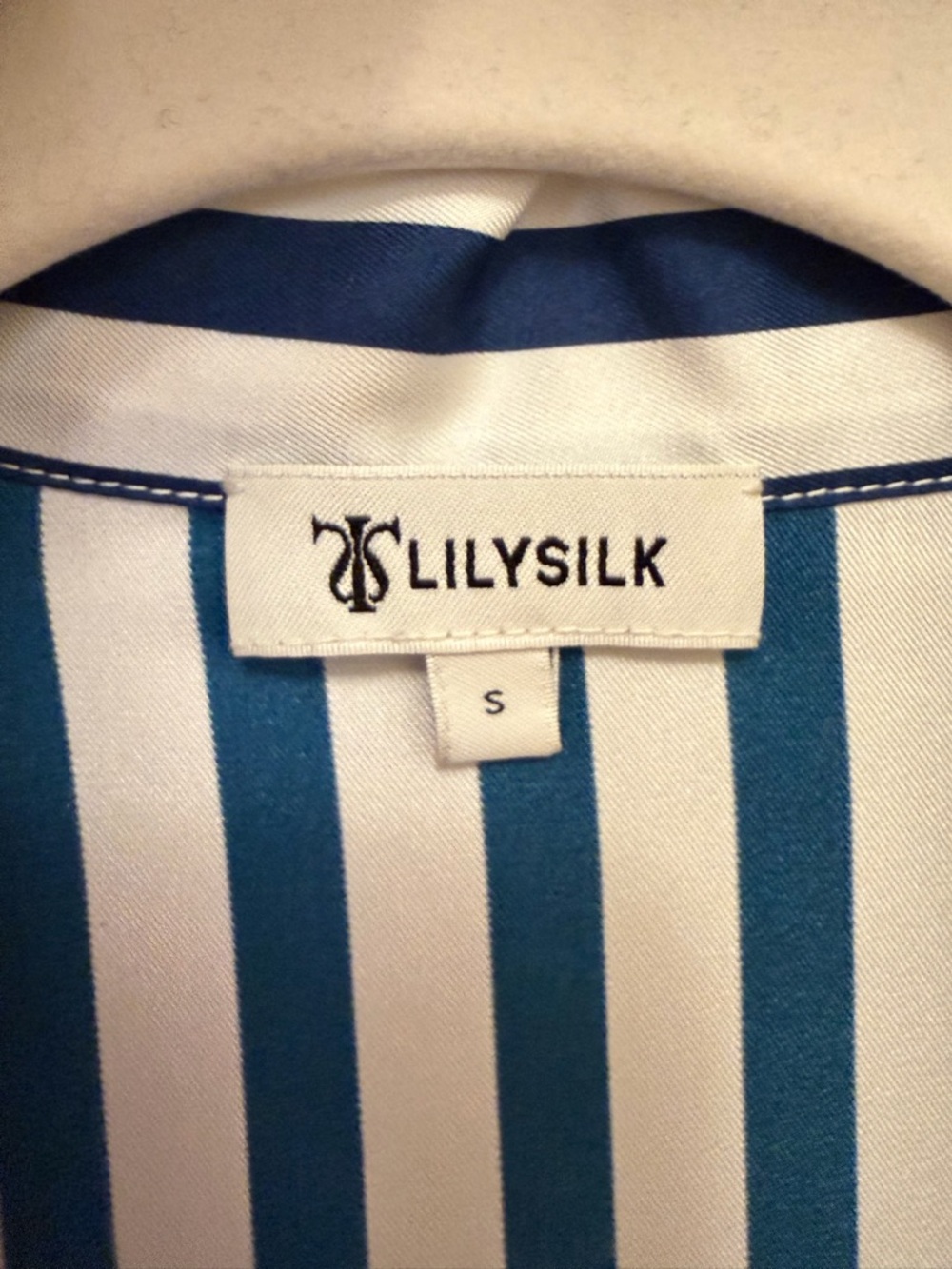 NWT LILYSILK  LILY SILK "AMALFI" STRIPE SILK SHIRT, SMALL - Picture 5 of 7